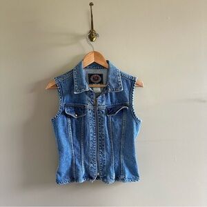 Vintage Paris Blues denim zip vest- S